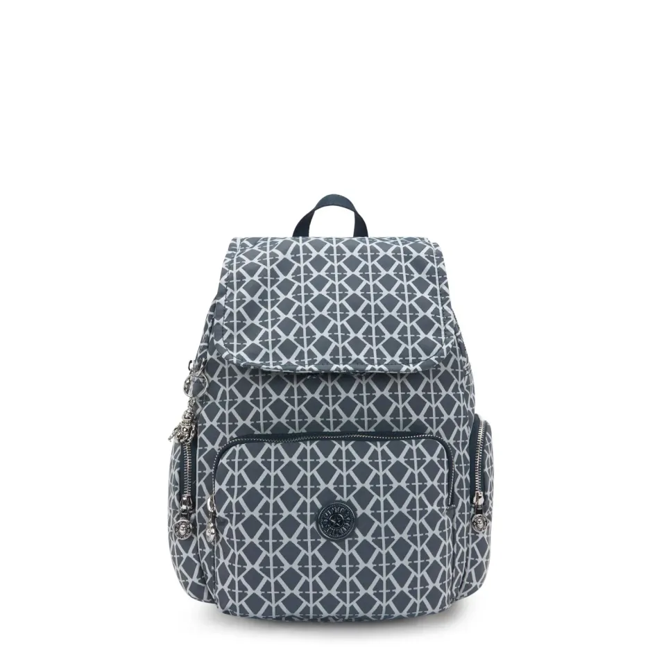 Kipling City Zip S rugzak Navy Sign Jacquard klein geweven