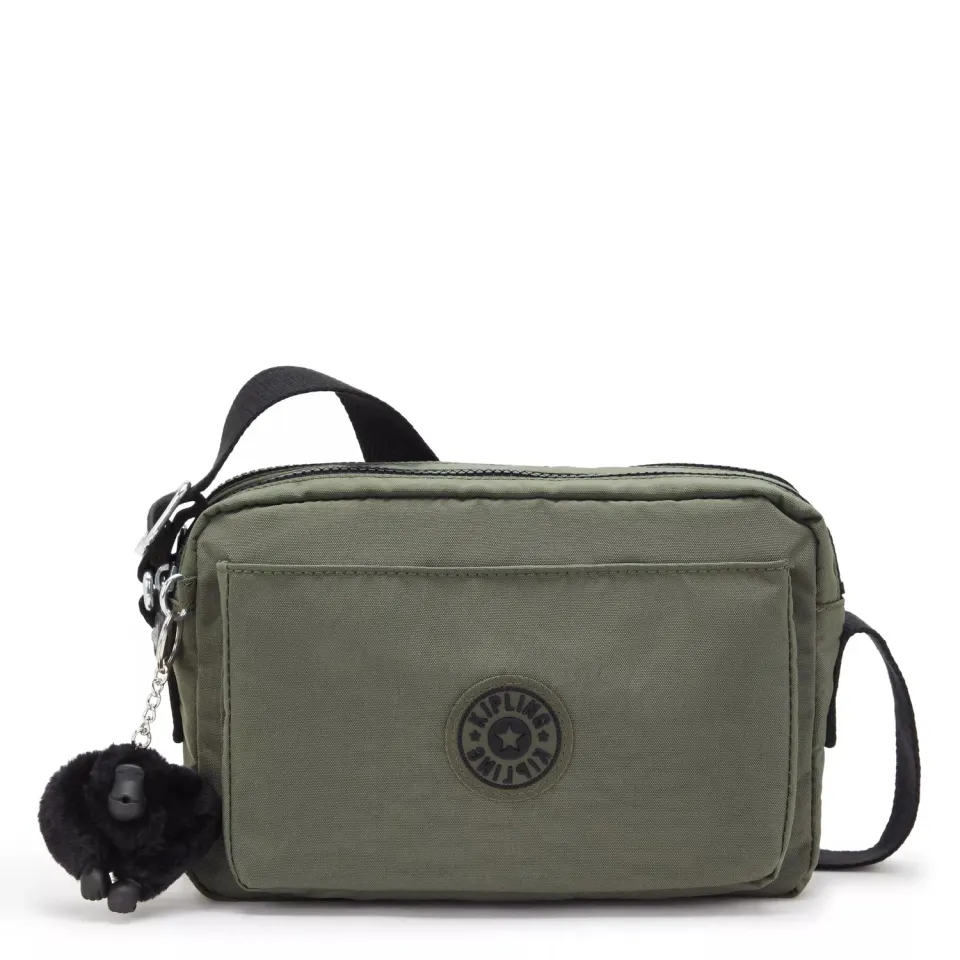 Kipling Abanu M crossbody Green Moss met penvakjes