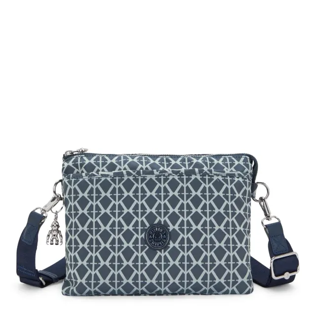 Kipling Riri L crossbodytas Navy Sign Jacquard medium verstelbaar