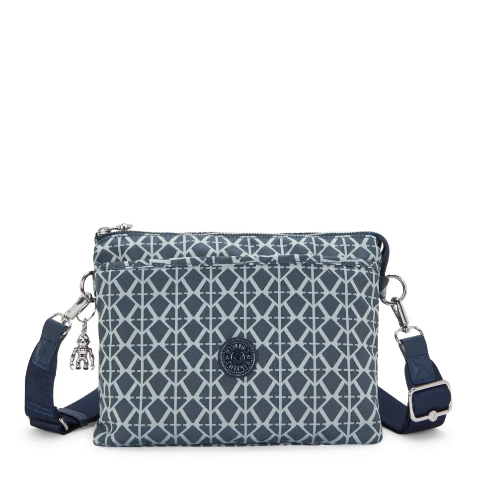Kipling Riri L crossbodytas Navy Sign Jacquard medium verstelbaar