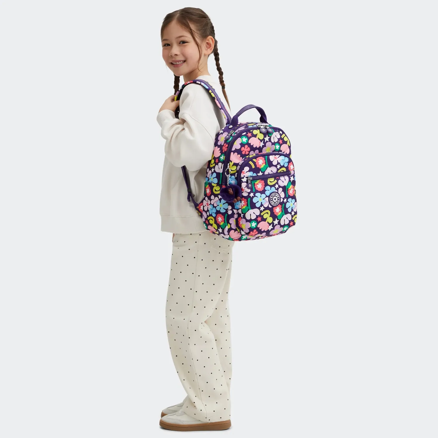Kipling Seoul S rugzak Fairy Flower klein met 11 inch vak