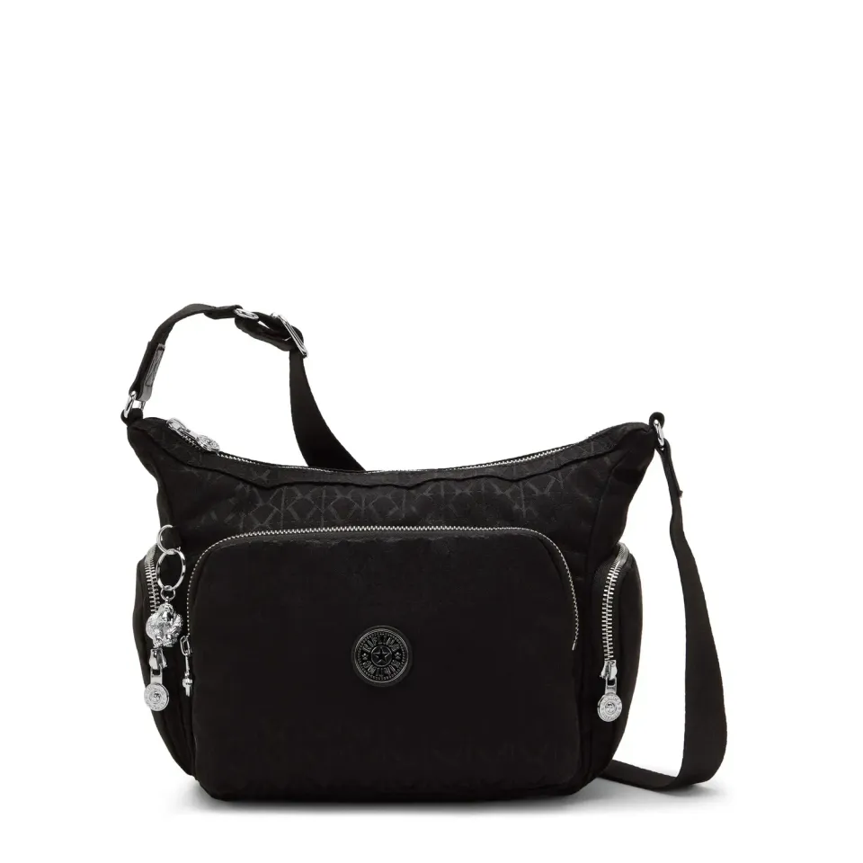 Kipling Gabb S crossbody tas Medium Noir Sign Jq met trekkoordvak