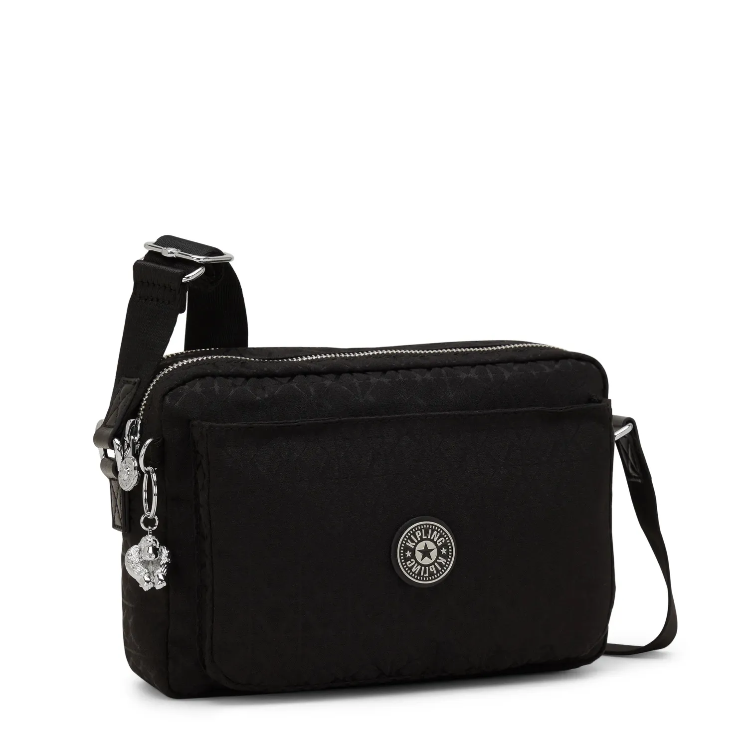 Kipling Abanu M crossbody tas Medium Noir Sign Jq ritsvakken