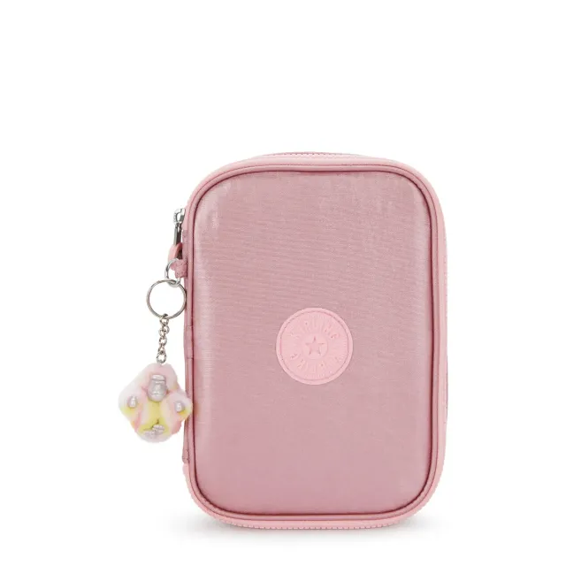 Kipling 100 PENS pennenzak Groot Bronze Pink Metallic nylon
