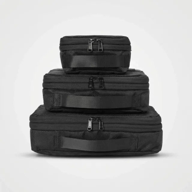 Zeeksack packing cubes set zwart 3 stuks uitbreidbaar