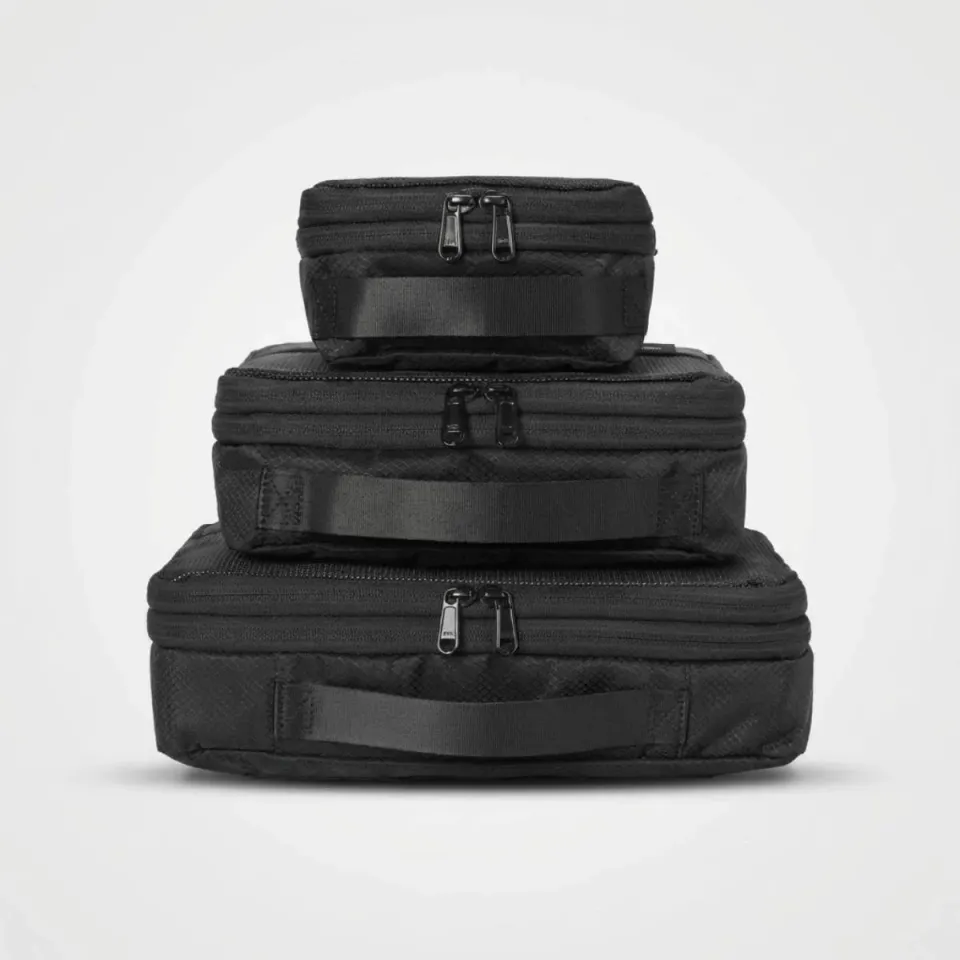 Zeeksack packing cubes set zwart 3 stuks uitbreidbaar