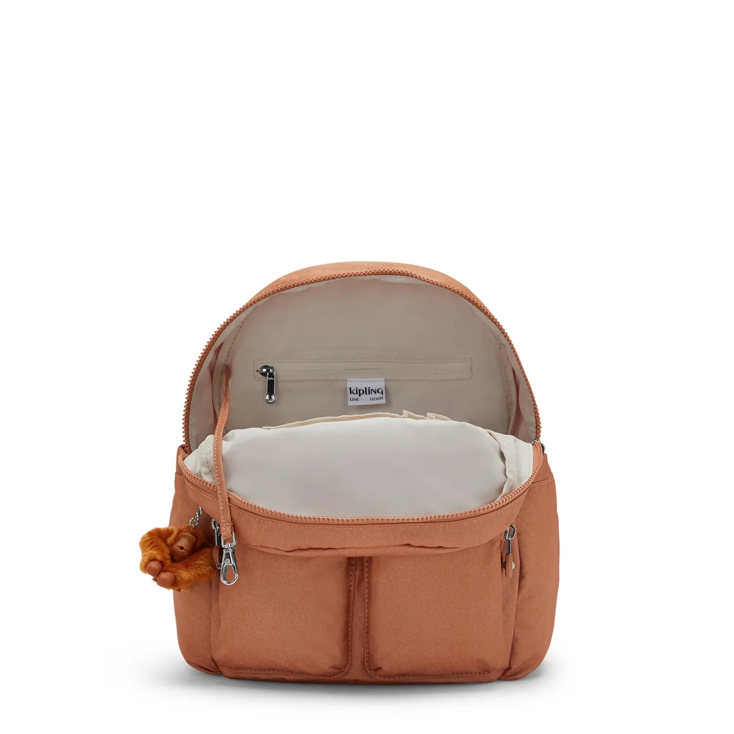 Kipling City Pocket S rugzak Copper Glimmer klein klep