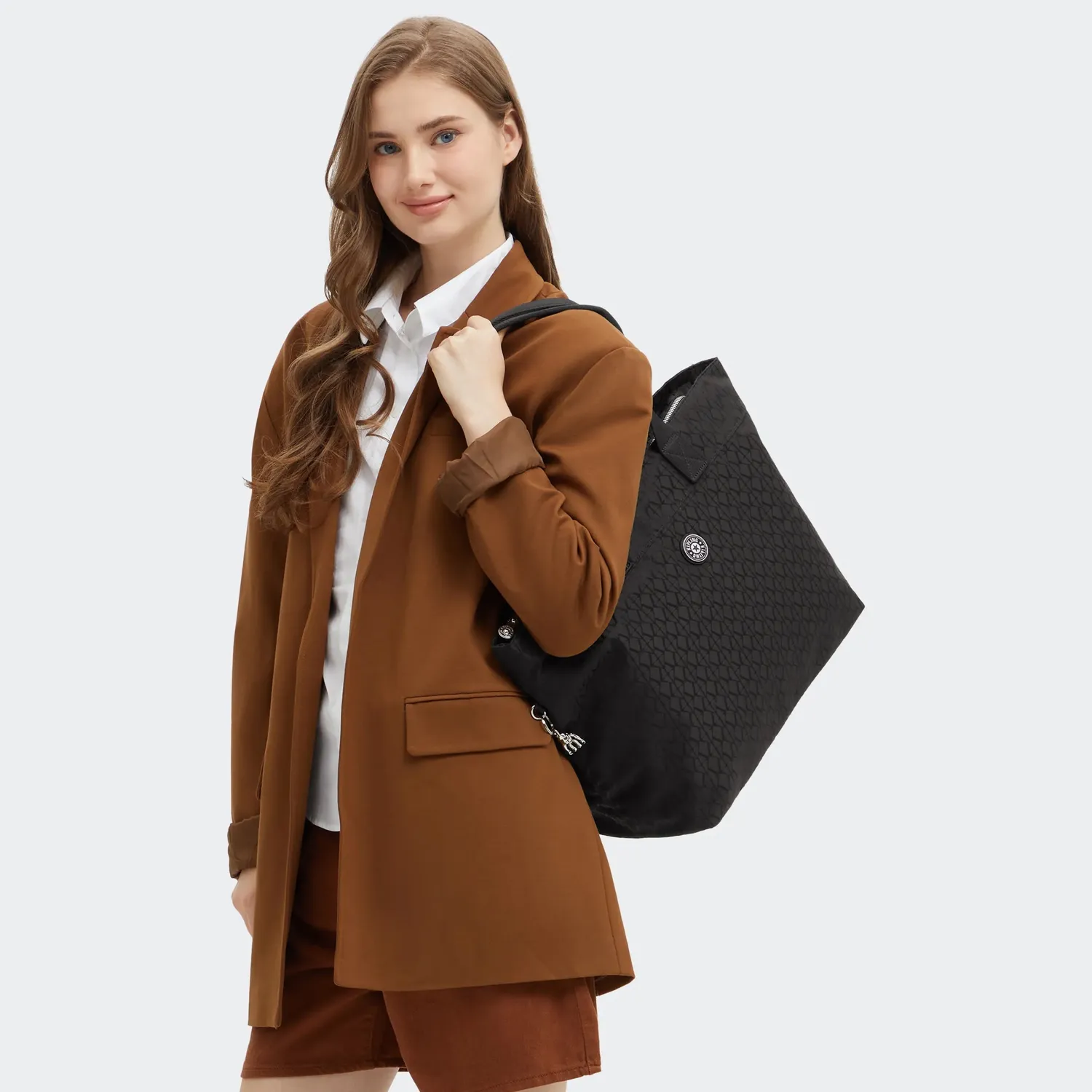 Kipling Colissa Up schoudertas Groot Noir Sign Jq laptopvak