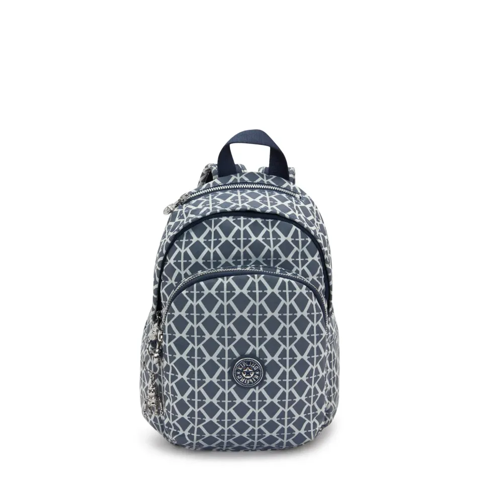 Kipling Delia Mini rugzak Navy Sign Jacquard klein vakken