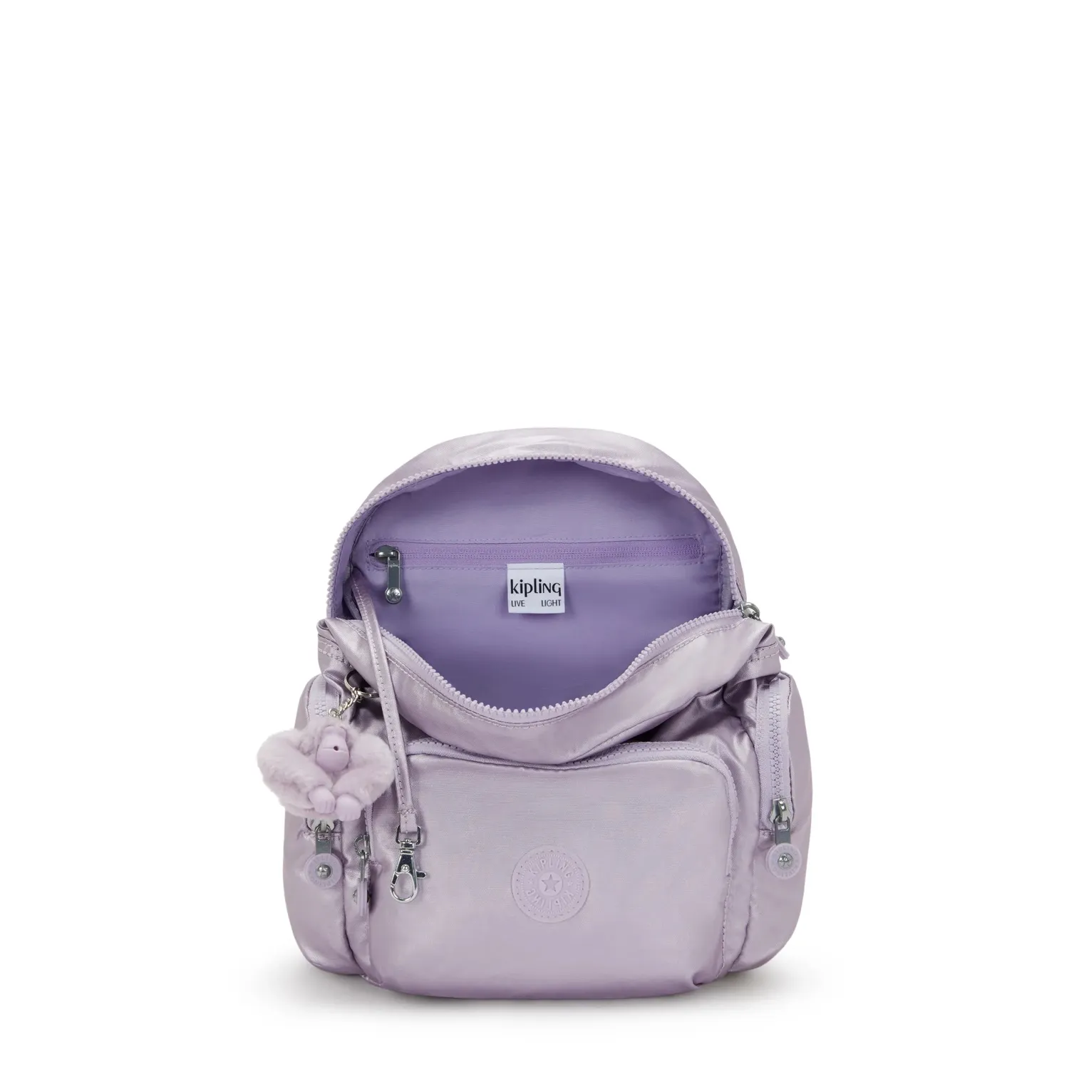 Kipling City Zip Mini rugzak Lilac Moon Metallic klein glans