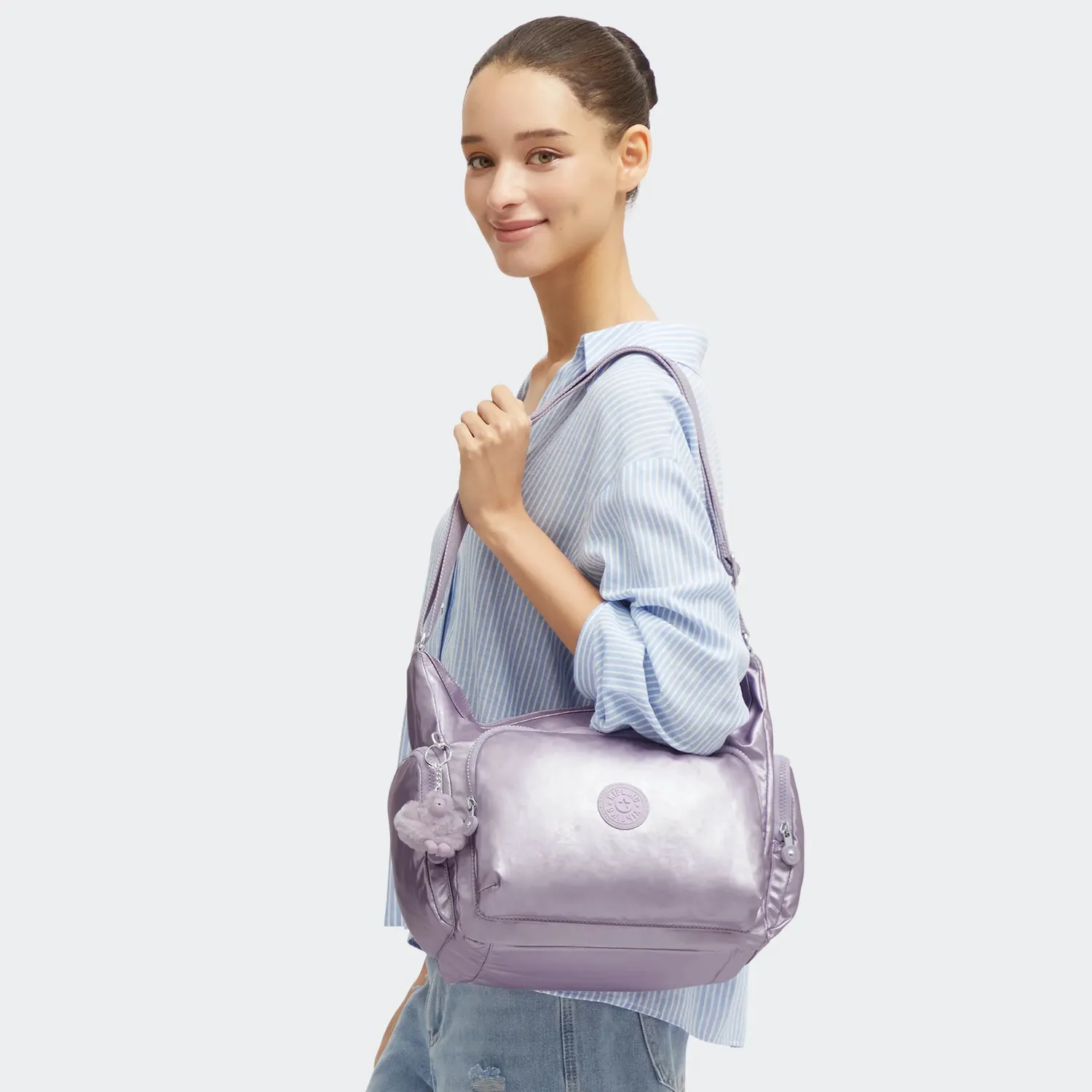 Kipling Gabb crossbodytas Groot Lilac Moon metallic glans