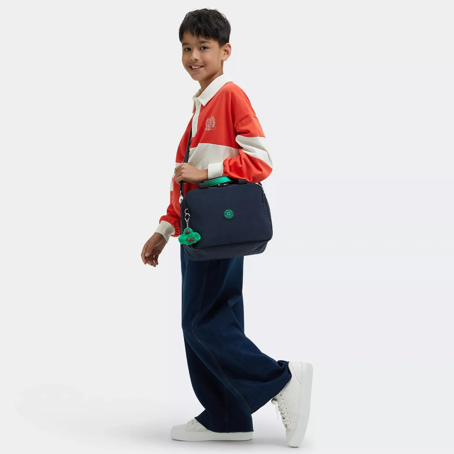 Kipling Miyo lunchtas Blue Green Block groot geisoleerd