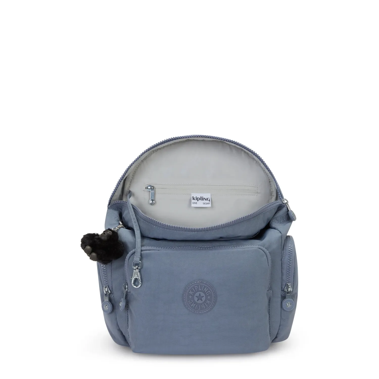 Kipling City Zip S rugzak klein Blue Stone met zijvakken