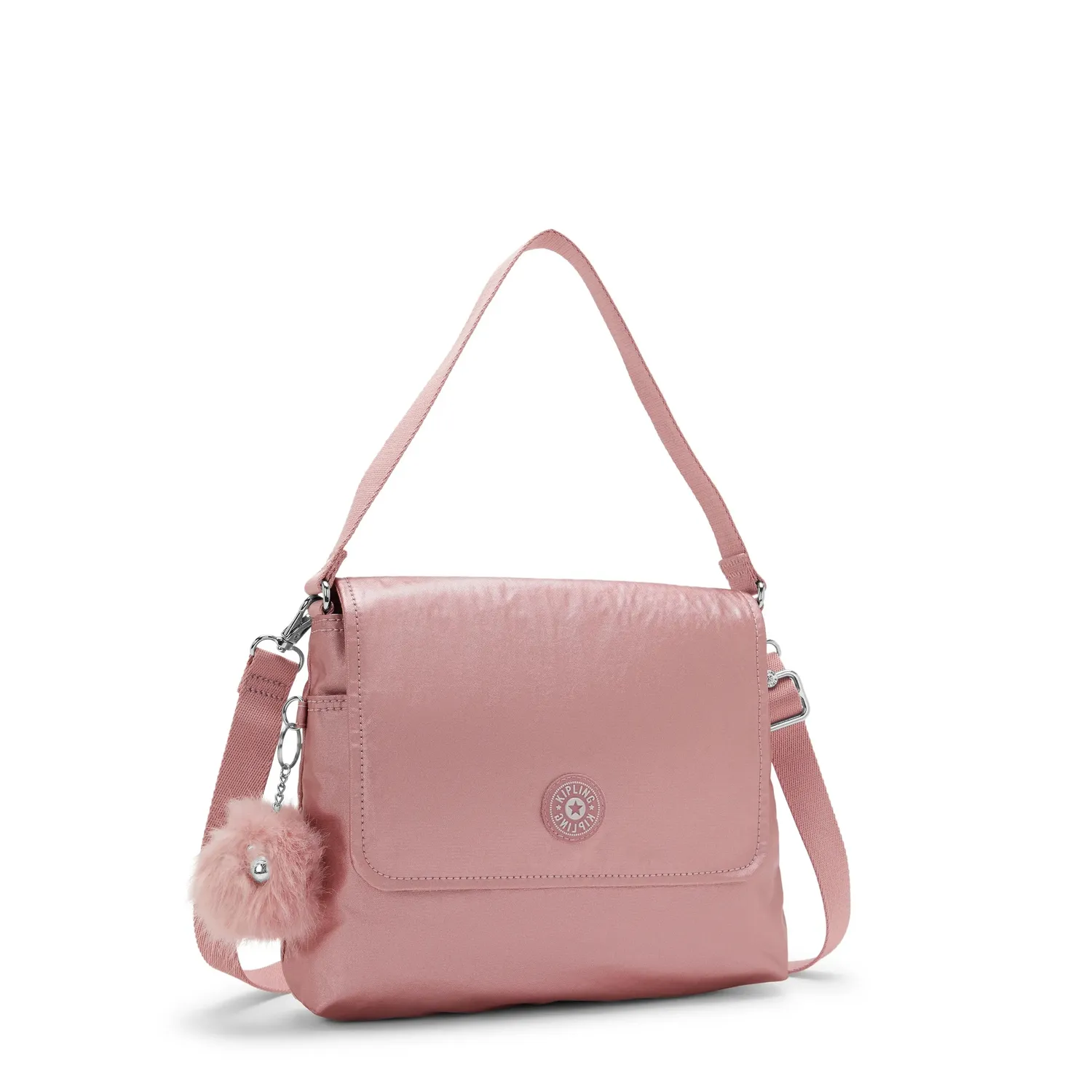Kipling Siraz schoudertas Pink Rose Metallic Medium met klep