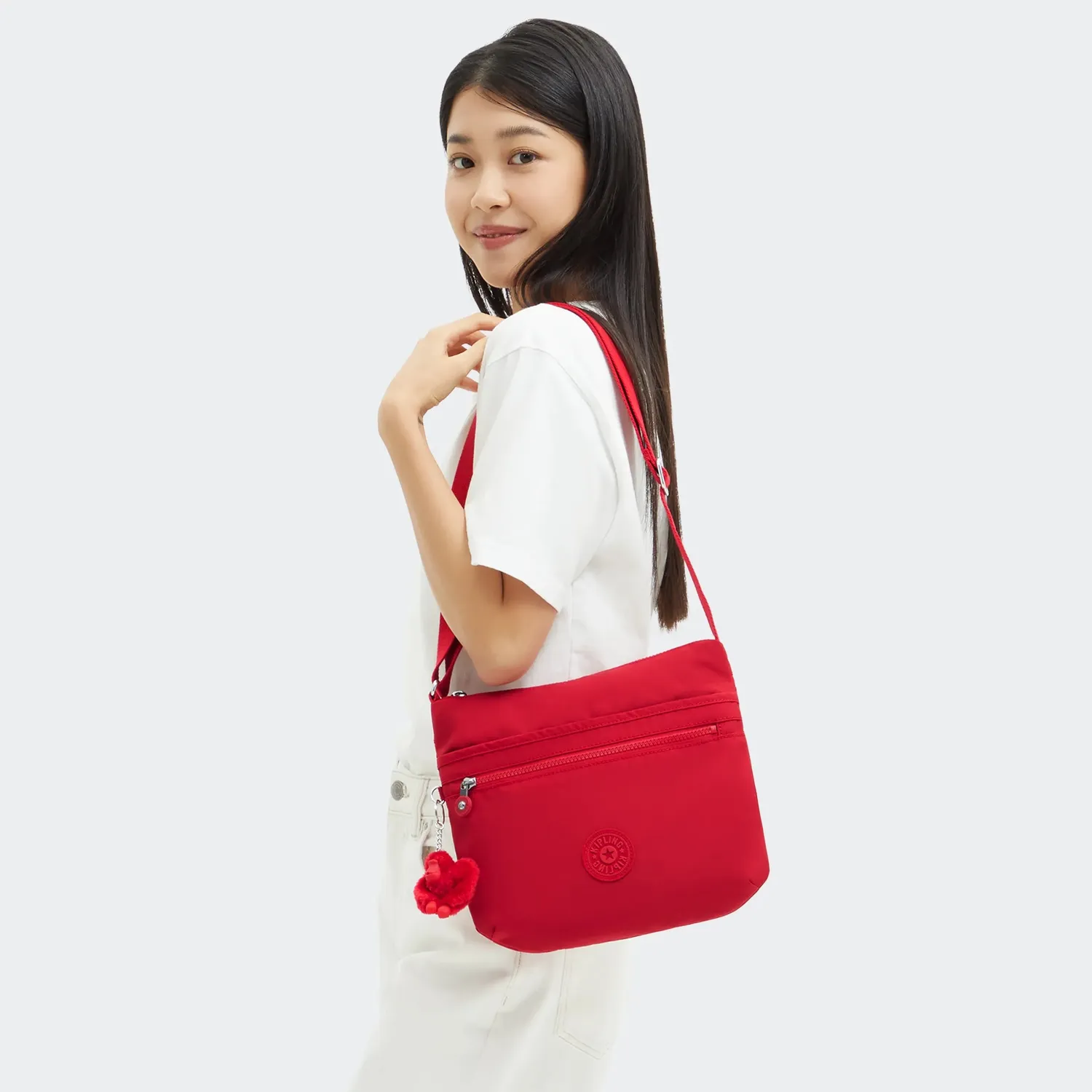 Kipling Arto schoudertas Medium Red Rouge licht