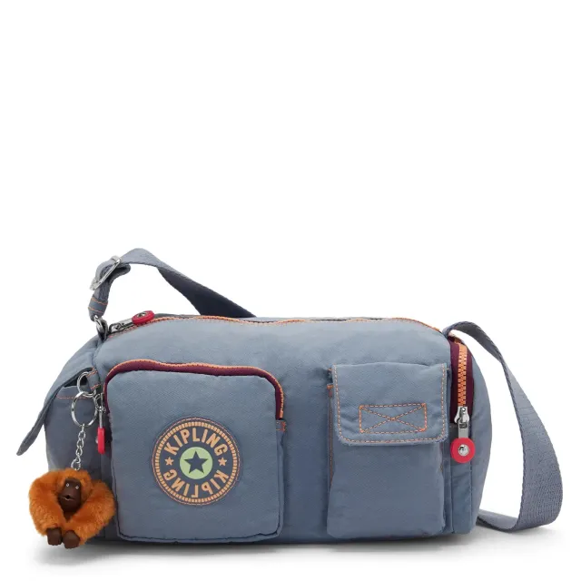 Kipling Sam Energy Medium schoudertas Energy Blue met voorvakken