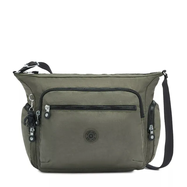 Kipling Gabbie crossbody tas Green Moss Medium veilige rits