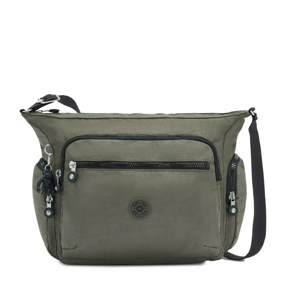 Kipling Gabbie crossbody tas Green Moss Medium veilige rits