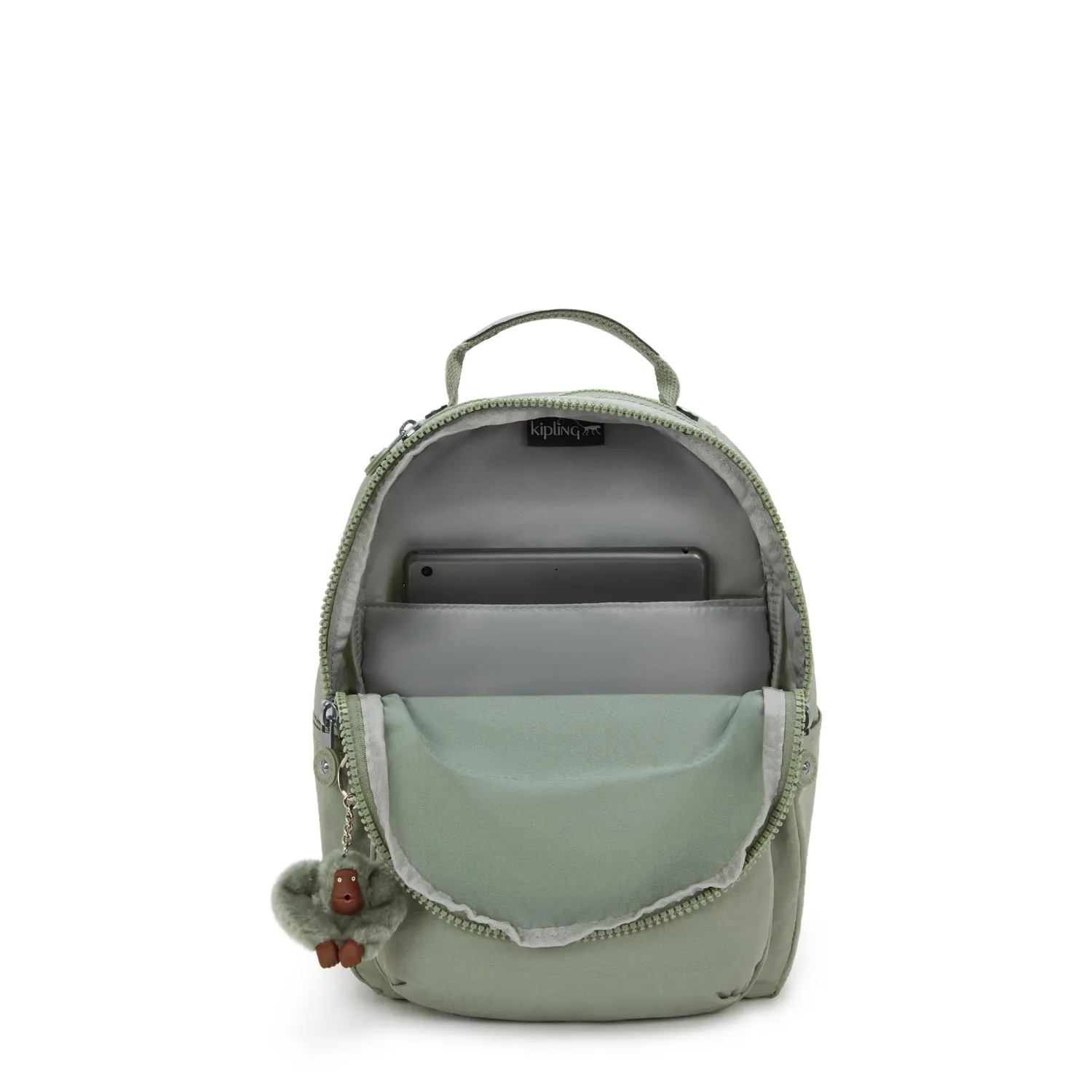 Kipling Seoul S kleine rugzak Green Tea met zijvakken voor fles