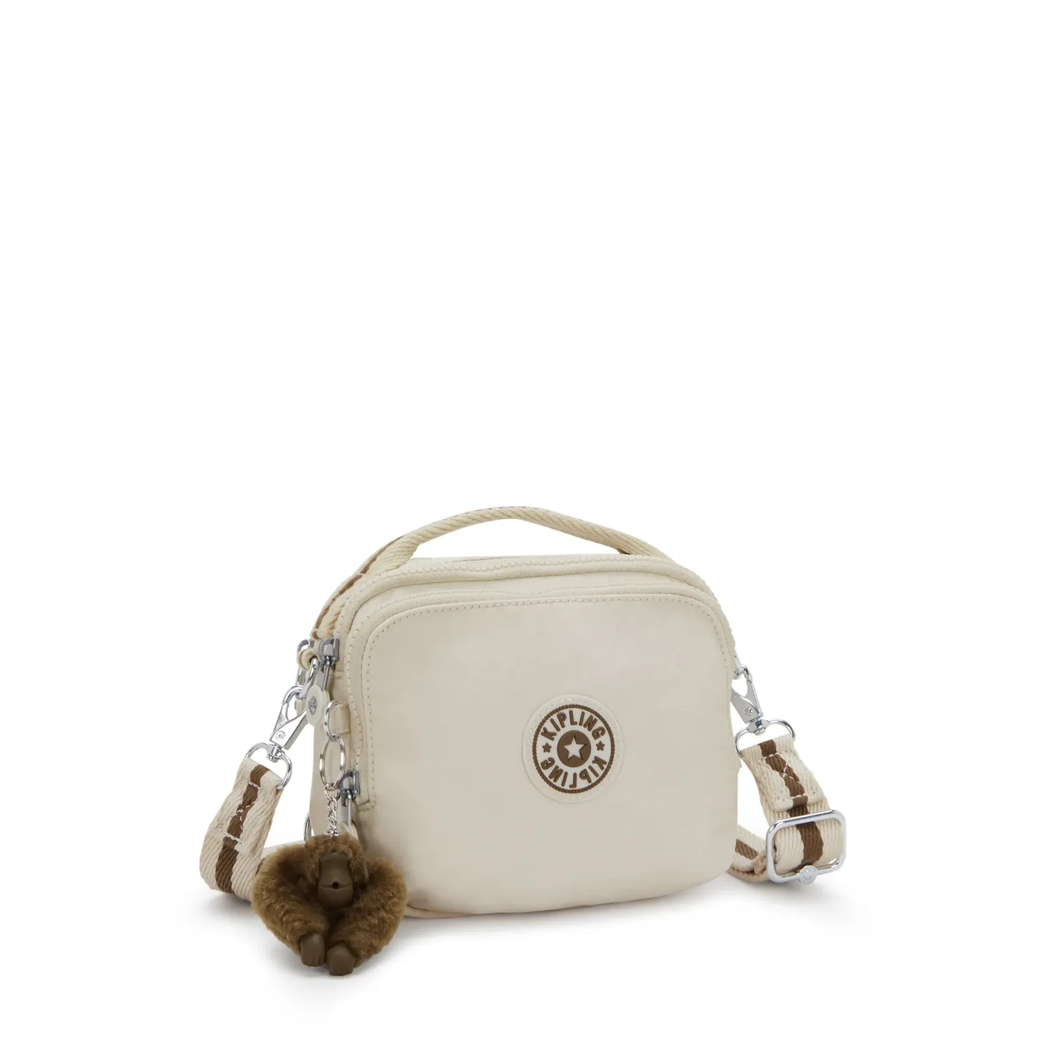 Kipling Cahir crossbody Soft Sand klein met ritsvakken