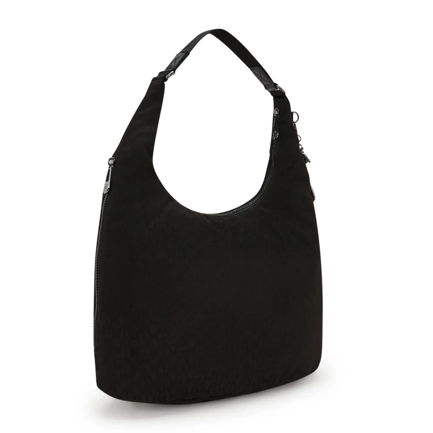 Kipling Eanna Zip schoudertas black sign jacquard A4