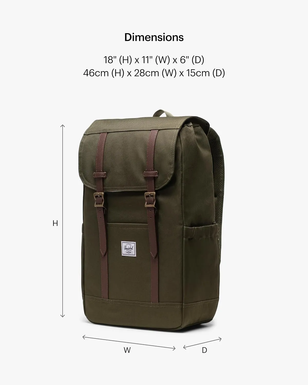 Herschel Retreat Standard 23L rugzak Ivy Green canvas