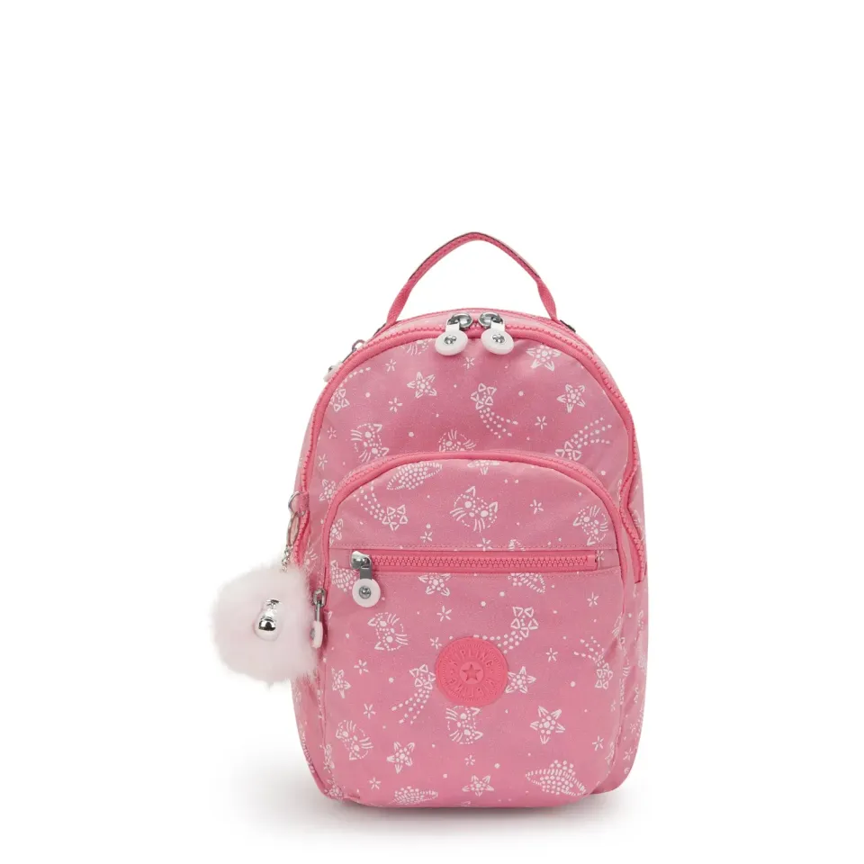 Kipling Seoul S kleine rugzak Glitter Cats met 11 inch tabletvak