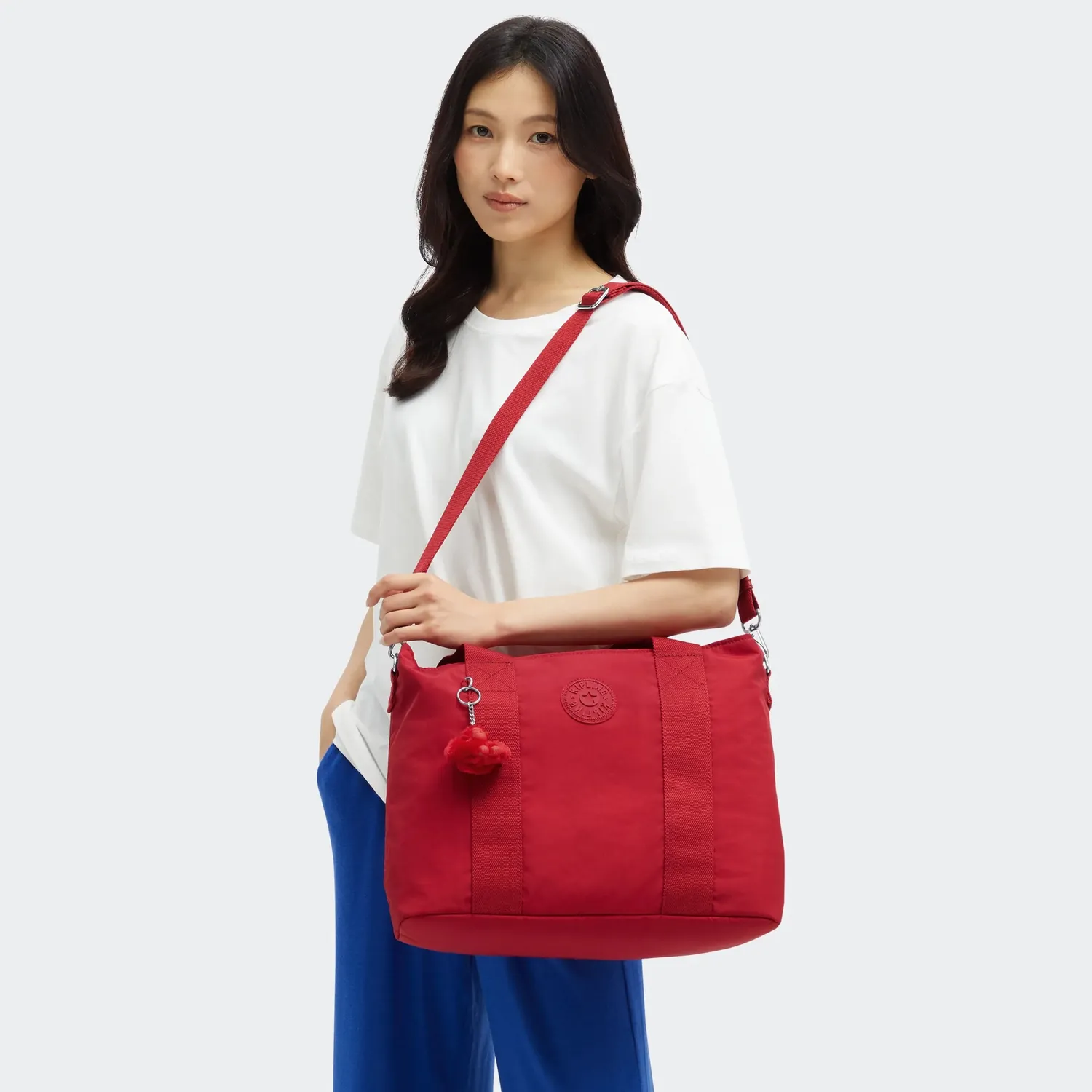 Kipling Minta L Up draagtas Ruby Red Groot met vakken