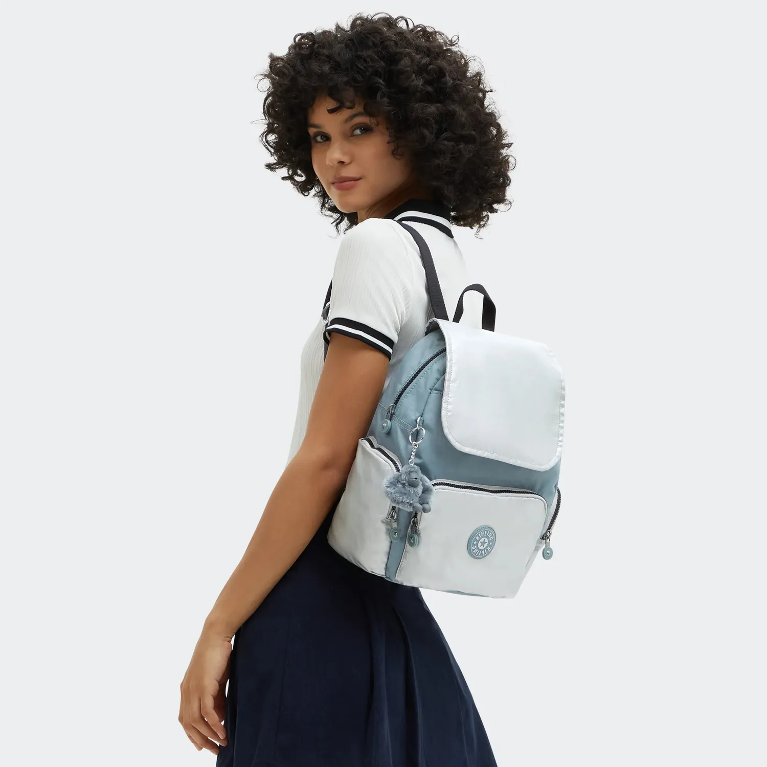 Kipling City Zip S rugzak Klein Relaxed Grey Block vakindeling
