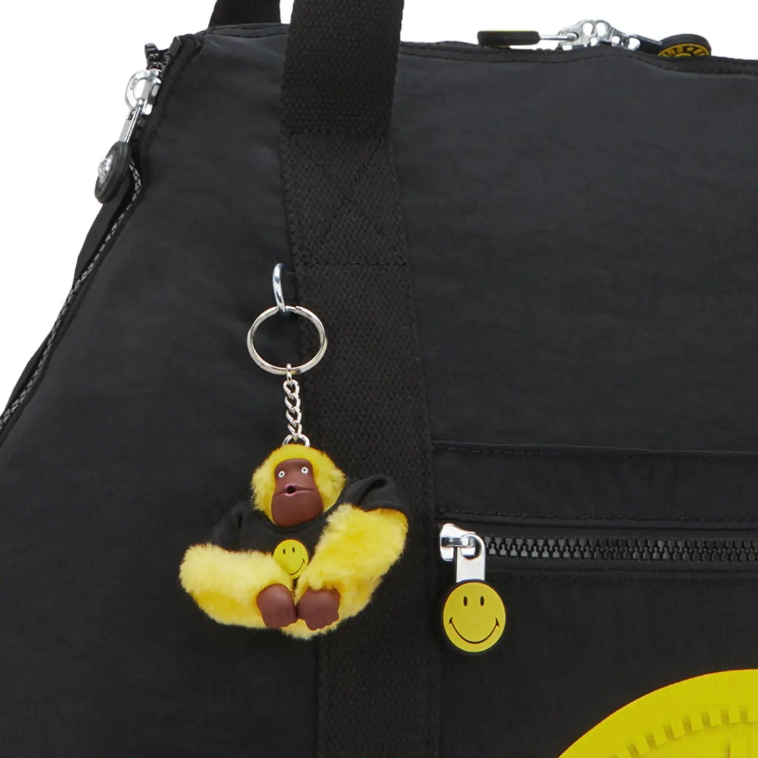 Kipling Art M draagtas Yellow Fun Black groot Smiley