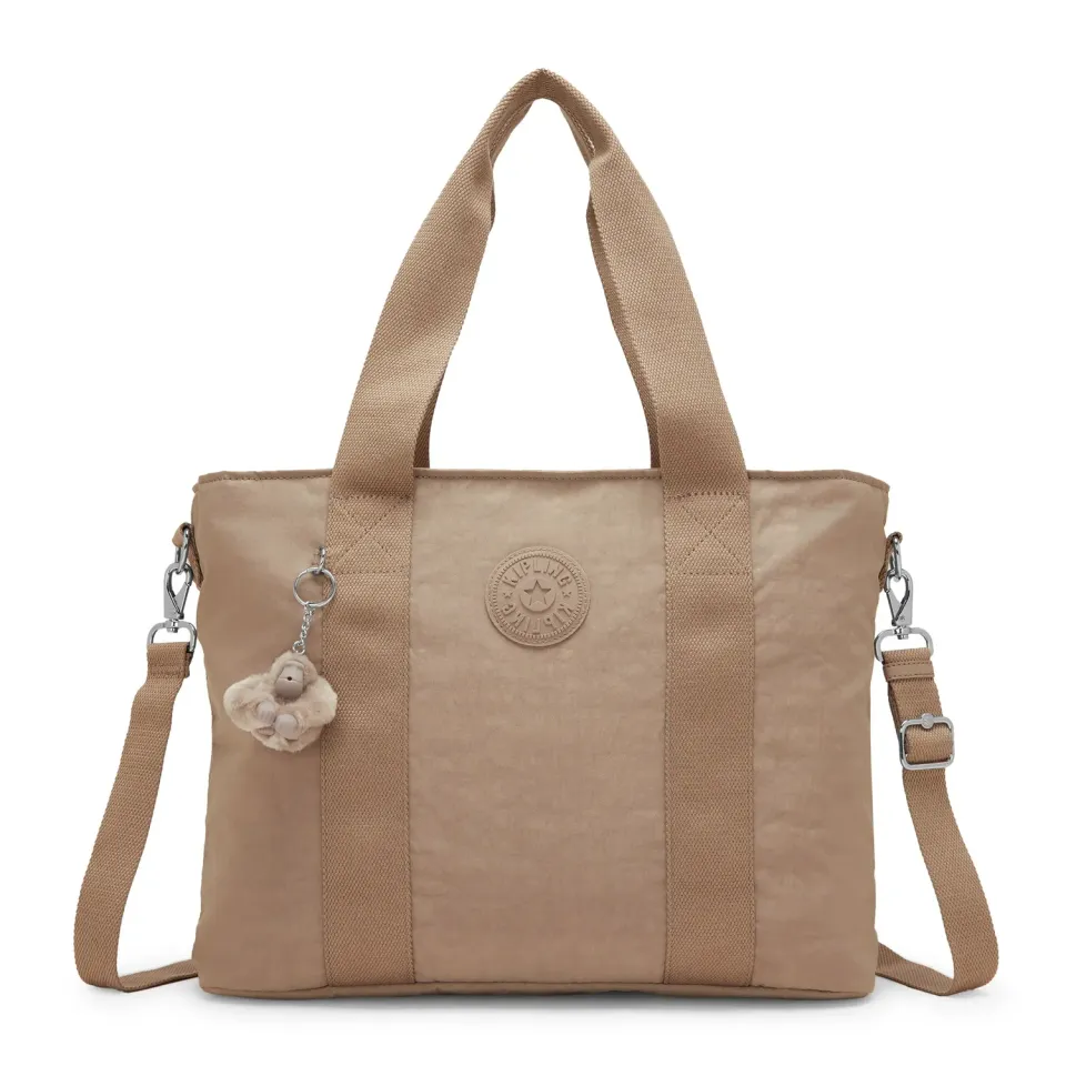 Kipling Minta L Up shopper tan beige groot met rits