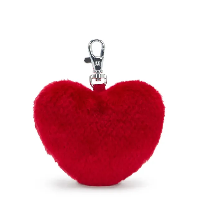 Kipling Furry Heart Charm tashanger Red Rouge klein