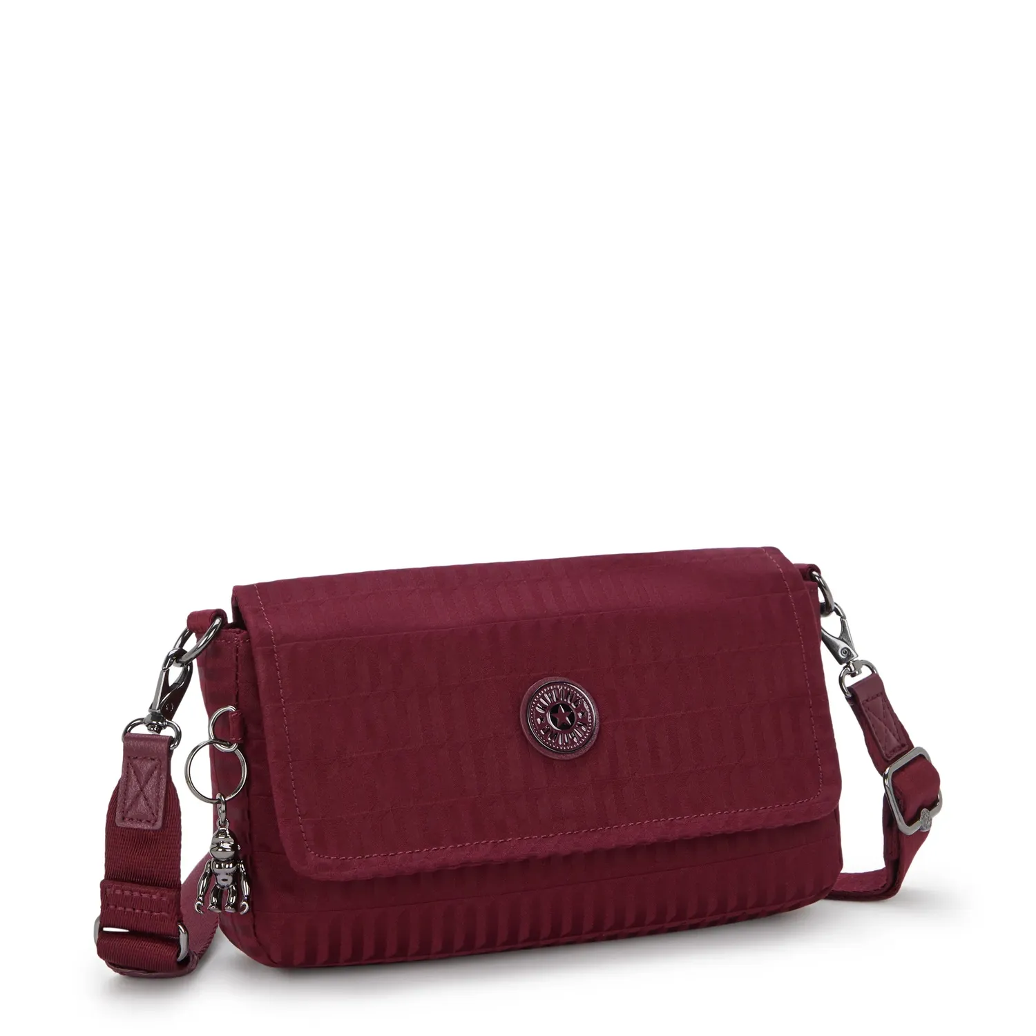 Kipling Aras Up schoudertas Klein Maroon Tile met ketting