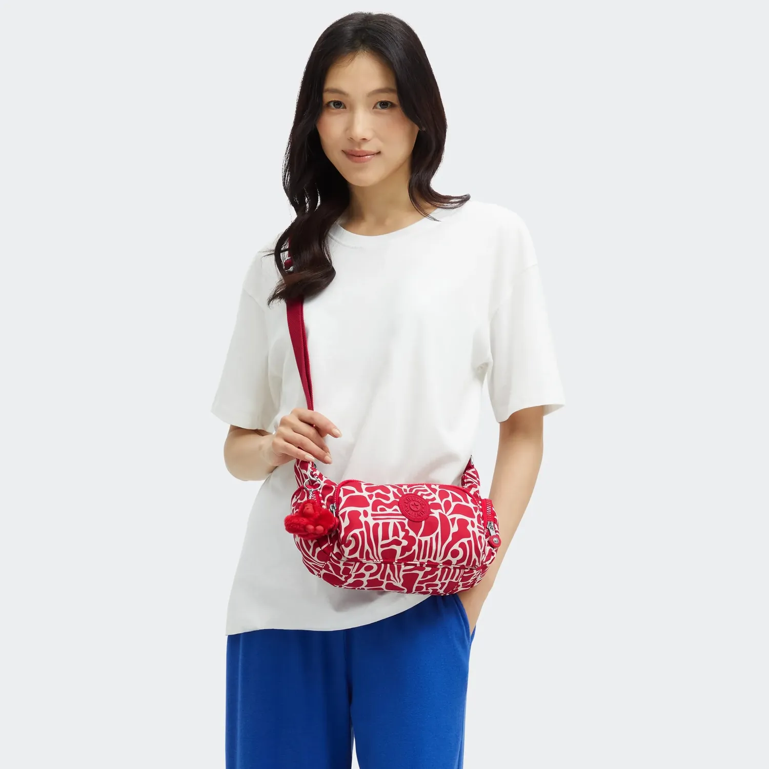 Kipling Gabbette S crossbodytas klein Ruby Red ritssluiting